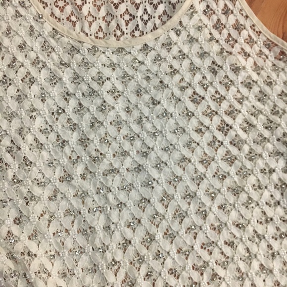 Lace tank top M w/ rhinestone and bead detail - Picture 5 of 5